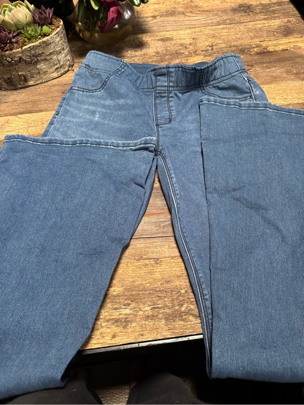 Free People Blue High-Rise Straight Jeans